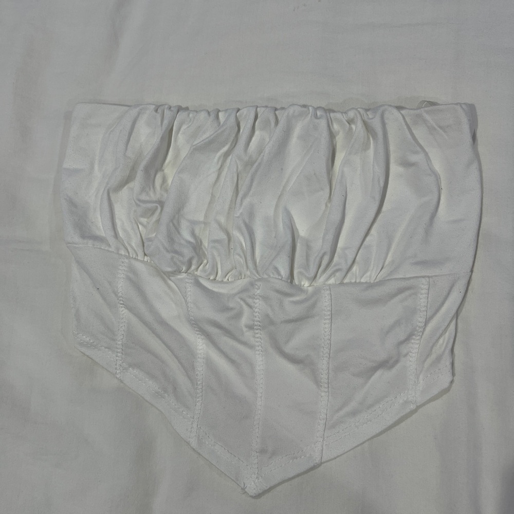 Gaze White Ruched Crop Top